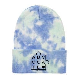 Autism Awareness Advocate Support Accept Adapt Advocate Gift Tie Dye 12in Knit Beanie