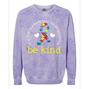 Autism Awareness Be Kind Kindness Ribbon Heart Colorblast Crewneck Sweatshirt