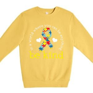 Autism Awareness Be Kind Kindness Ribbon Heart Premium Crewneck Sweatshirt