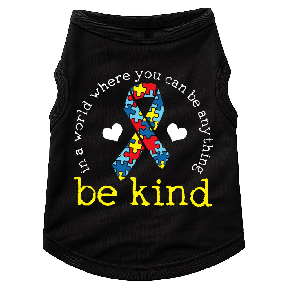 Autism Awareness Be Kind Kindness Ribbon Heart Doggie Tank
