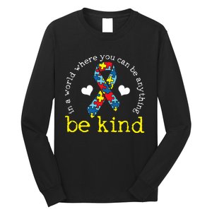 Autism Awareness Be Kind Kindness Ribbon Heart Long Sleeve Shirt