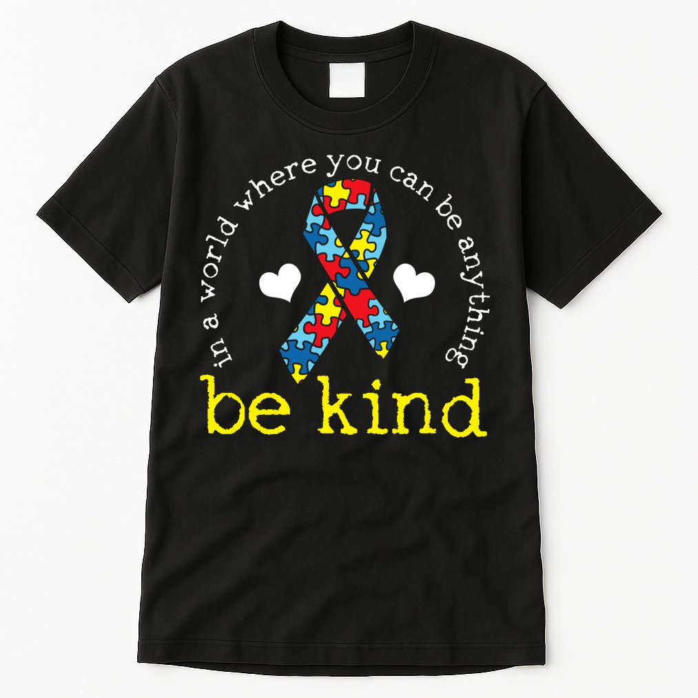 Autism Awareness Be Kind Kindness Ribbon Heart Tall T-Shirt