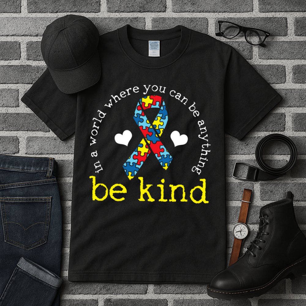 Autism Awareness Be Kind Kindness Ribbon Heart Tall T-Shirt