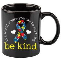 Autism Awareness Be Kind Kindness Ribbon Heart 11oz C Handle Ceramic Mug