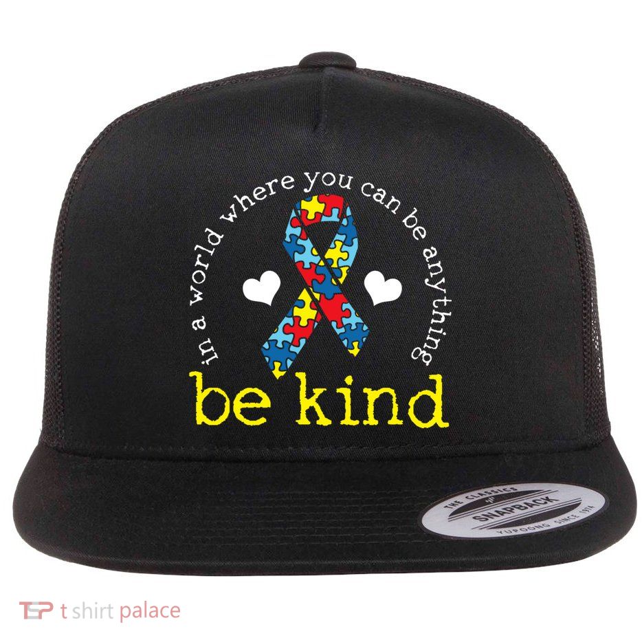 Autism Awareness Be Kind Kindness Ribbon Heart Flatbill Hat