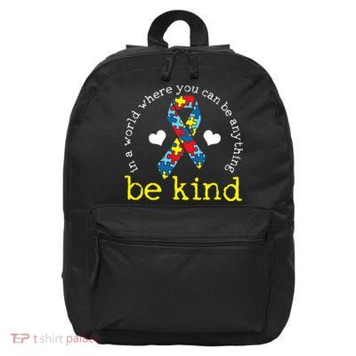 Autism Awareness Be Kind Kindness Ribbon Heart 16 in Basic Backpack