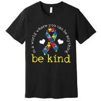 Autism Awareness Be Kind Kindness Ribbon Heart Premium T-Shirt