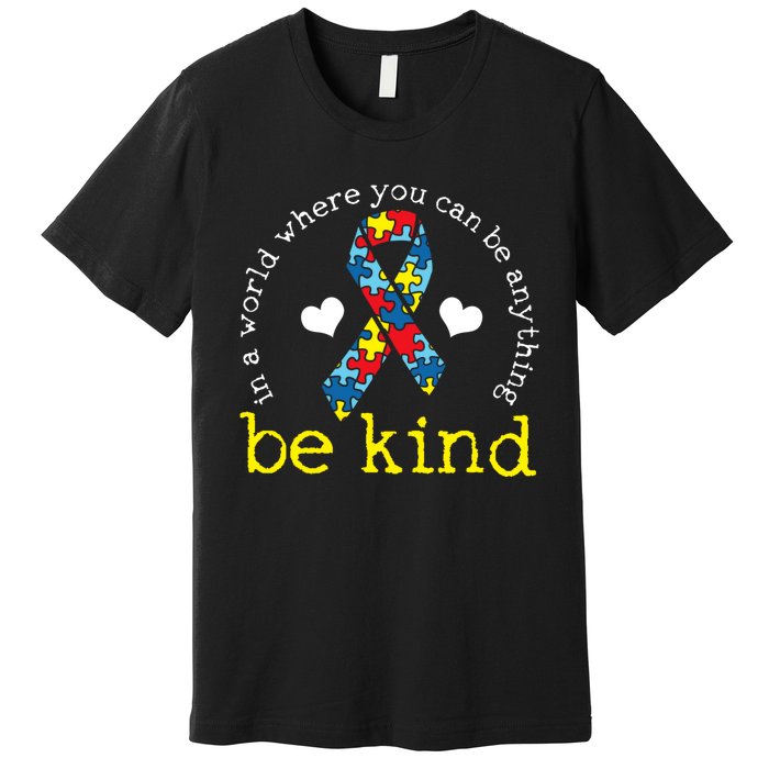 Autism Awareness Be Kind Kindness Ribbon Heart Premium T-Shirt