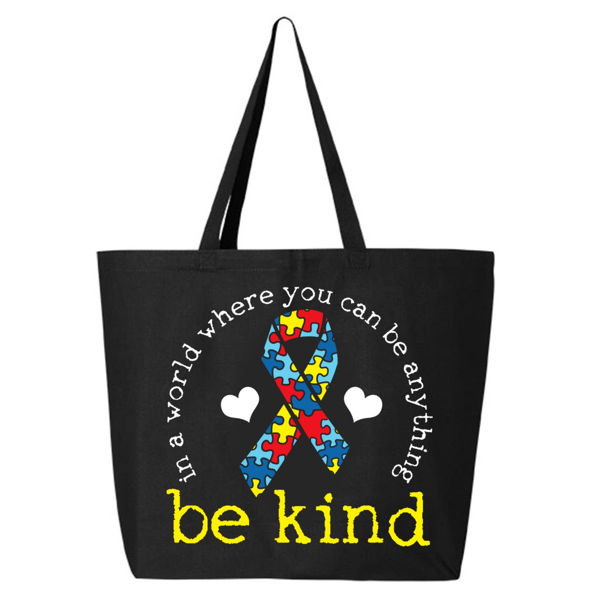 Autism Awareness Be Kind Kindness Ribbon Heart 25L Jumbo Tote