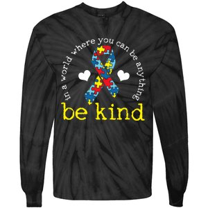 Autism Awareness Be Kind Kindness Ribbon Heart Tie-Dye Long Sleeve Shirt