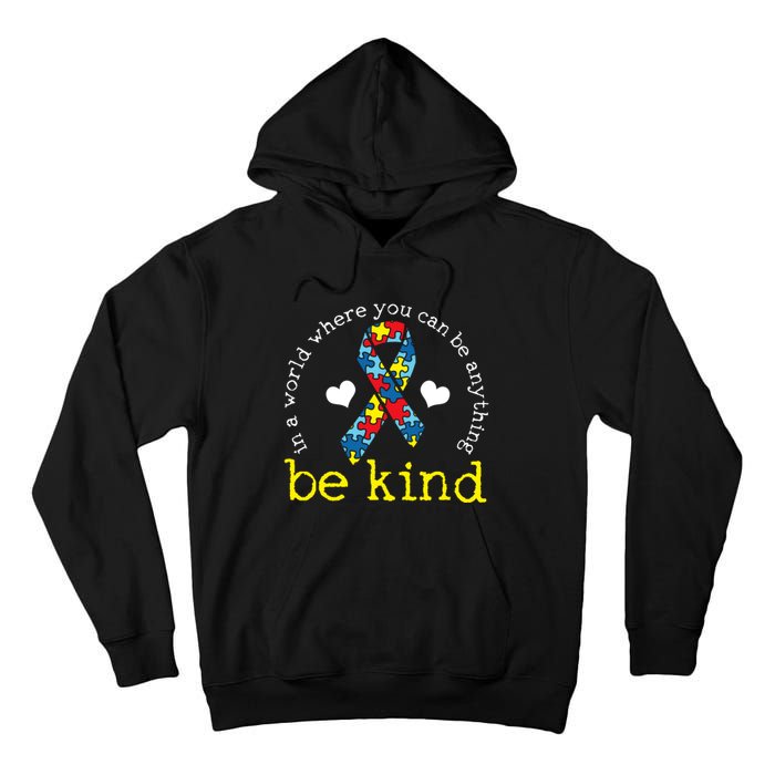 Autism Awareness Be Kind Kindness Ribbon Heart Tall Hoodie