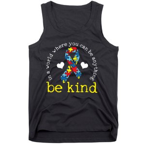 Autism Awareness Be Kind Kindness Ribbon Heart Tank Top