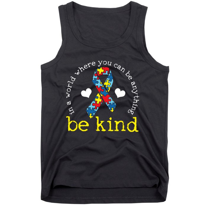 Autism Awareness Be Kind Kindness Ribbon Heart Tank Top