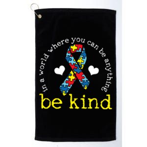 Autism Awareness Be Kind Kindness Ribbon Heart Platinum Collection Golf Towel