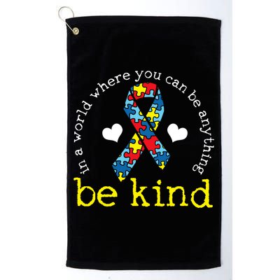 Autism Awareness Be Kind Kindness Ribbon Heart Golf Towel