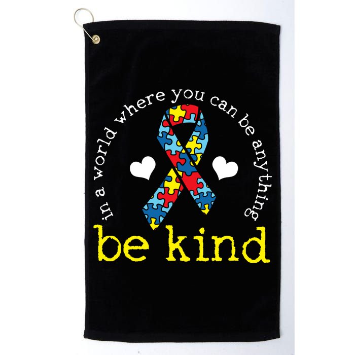 Autism Awareness Be Kind Kindness Ribbon Heart Golf Towel