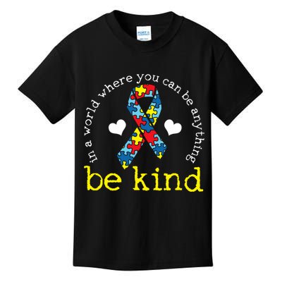 Autism Awareness Be Kind Kindness Ribbon Heart Kids T-Shirt
