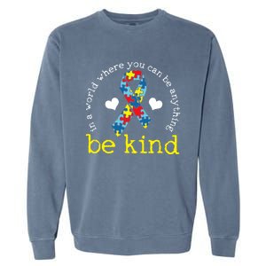 Autism Awareness Be Kind Kindness Ribbon Heart Garment-Dyed Sweatshirt