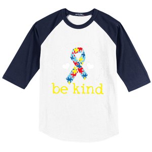 Autism Awareness Be Kind Kindness Ribbon Heart Baseball Sleeve Shirt