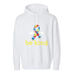 Autism Awareness Be Kind Kindness Ribbon Heart Garment-Dyed Fleece Hoodie