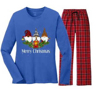 African American Black Gnome Ugly Christmas Matching Pjs Great Gift Women's Long Sleeve Flannel Pajama Set 