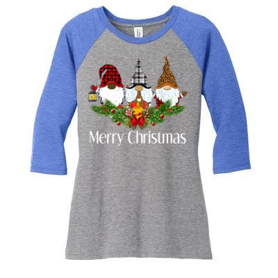 African American Black Gnome Ugly Christmas Matching Pjs Great Gift Women's Tri-Blend 3/4-Sleeve Raglan Shirt