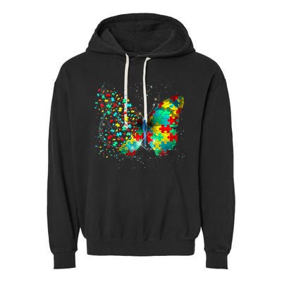 Autism Awareness Butterfly Peace Lover Gift Garment-Dyed Fleece Hoodie