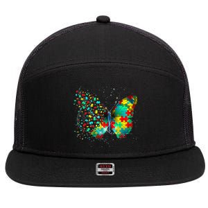 Autism Awareness Butterfly Peace Lover Gift 7 Panel Mesh Trucker Snapback Hat