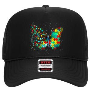 Autism Awareness Butterfly Peace Lover Gift High Crown Mesh Back Trucker Hat