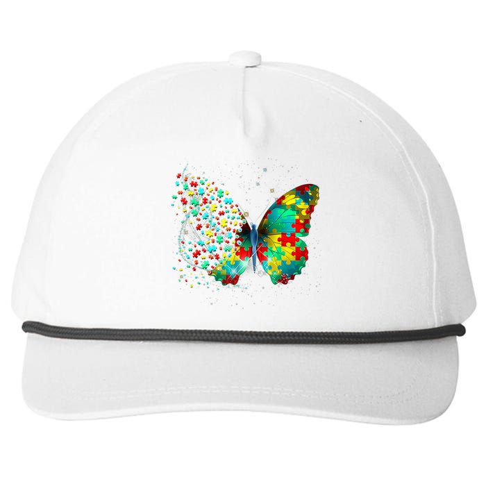 Autism Awareness Butterfly Peace Lover Gift Snapback Five-Panel Rope Hat