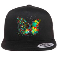 Autism Awareness Butterfly Peace Lover Gift Flat Bill Trucker Hat