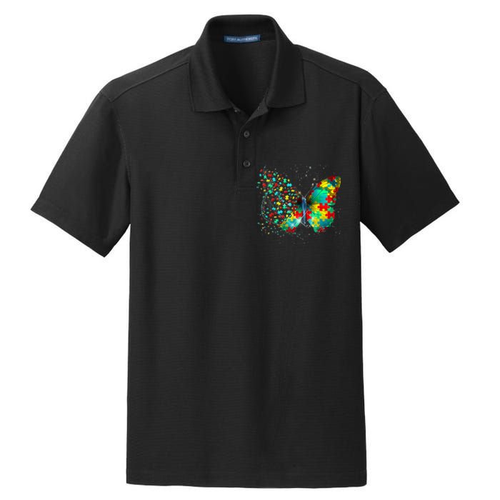 Autism Awareness Butterfly Peace Lover Gift Dry Zone Grid Polo