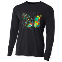 Autism Awareness Butterfly Peace Lover Gift Cooling Performance Long Sleeve Crew