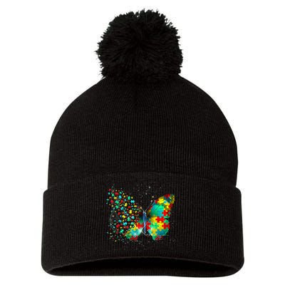 Autism Awareness Butterfly Peace Lover Gift Pom Pom 12in Knit Beanie