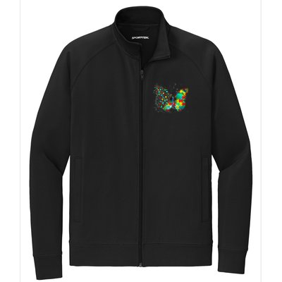 Autism Awareness Butterfly Peace Lover Gift Stretch Full-Zip Cadet Jacket