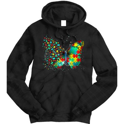 Autism Awareness Butterfly Peace Lover Gift Tie Dye Hoodie