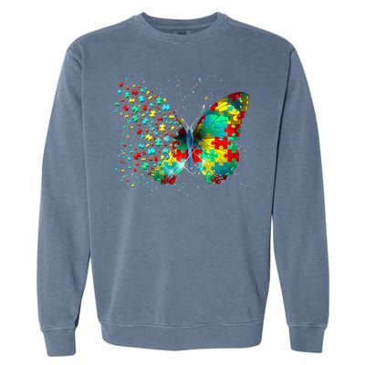 Autism Awareness Butterfly Peace Lover Gift Garment-Dyed Sweatshirt