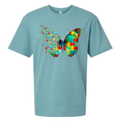 Autism Awareness Butterfly Peace Lover Gift Sueded Cloud Jersey T-Shirt