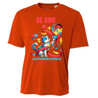 Autism Awareness Be Kind Cat Funny Gift Cooling Performance Crew T-Shirt