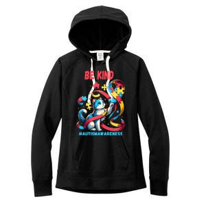 Autism Awareness Be Kind Cat Funny Gift Women's Fleece Hoodie