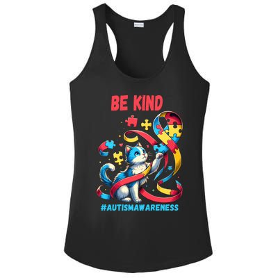 Autism Awareness Be Kind Cat Funny Gift Ladies PosiCharge Competitor Racerback Tank