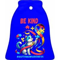 Autism Awareness Be Kind Cat Funny Gift Ceramic Bell Ornament