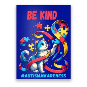 Autism Awareness Be Kind Cat Funny Gift Poster