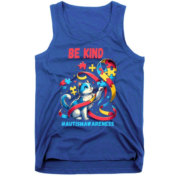 Autism Awareness Be Kind Cat Funny Gift Tank Top