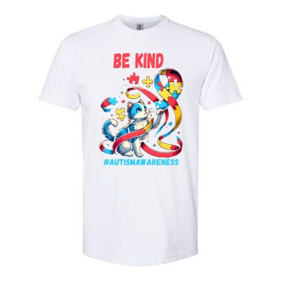 Autism Awareness Be Kind Cat Funny Gift Softstyle® CVC T-Shirt