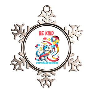 Autism Awareness Be Kind Cat Funny Gift Metallic Star Ornament