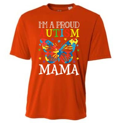 Autism Awareness Butterfly Design IM A Proud Autism Mama Gift Cooling Performance Crew T-Shirt