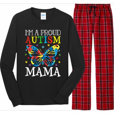 Autism Awareness Butterfly Design IM A Proud Autism Mama Gift Long Sleeve Pajama Set