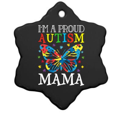 Autism Awareness Butterfly Design IM A Proud Autism Mama Gift Ceramic Star Ornament