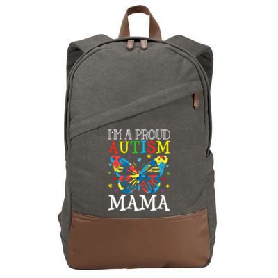 Autism Awareness Butterfly Design IM A Proud Autism Mama Gift Cotton Canvas Backpack